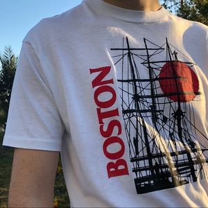 Vintage 1990s Boston harbor white tee,